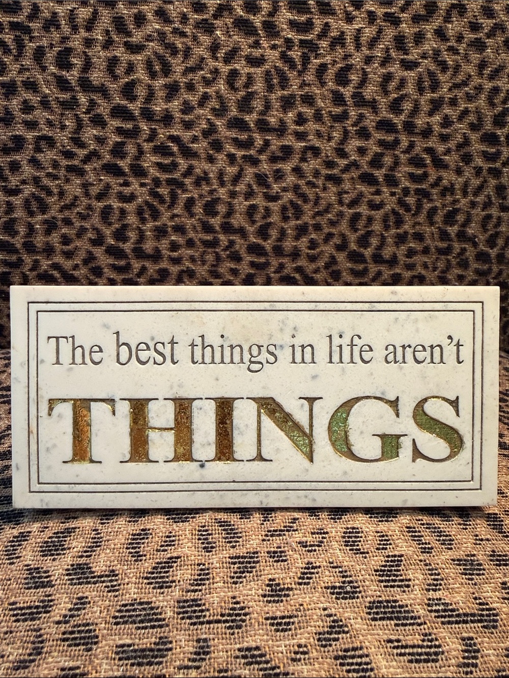 BRAND NEW!  Inspirational Wall Plaque - White Marble with Gold Lettering.